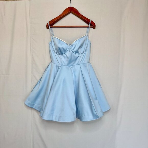 Elegant Blue Spaghetti Strap Dress - Picture 3 of 12